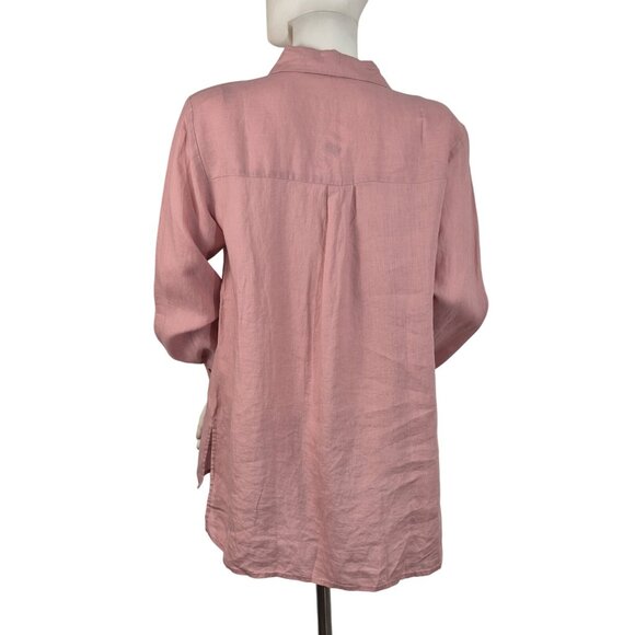 Eileen Fisher Women's Shirt Size Classic Long Sleeve Button Up Pink Pale (60) - Picture 4 of 12